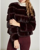 Chaqueta de piel de visón con forro de seda reflectante burdeos