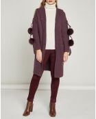 Gilet long en Laine & Cachemire pompons Renard Romeo violet