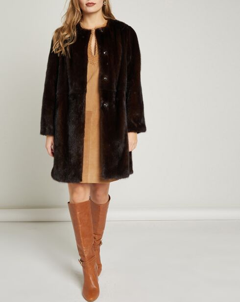 Donkerbruine Luna Rosa Mink bontjas