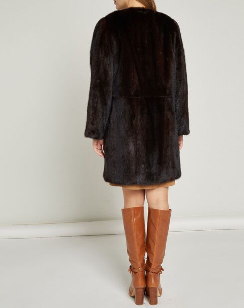 Donkerbruine Luna Rosa Mink bontjas