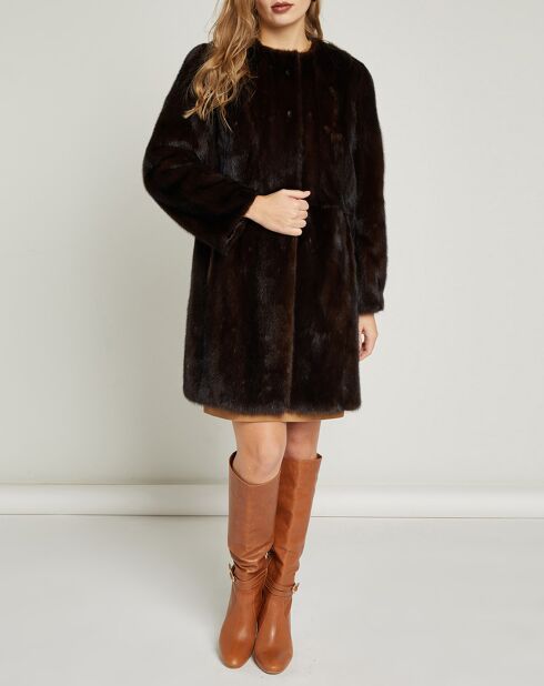 Donkerbruine Luna Rosa Mink bontjas