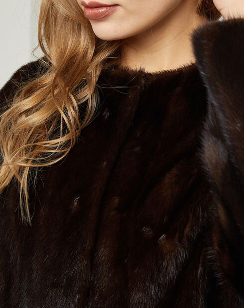 Donkerbruine Luna Rosa Mink bontjas