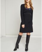 Robe col Fleuri noir/gris/violet