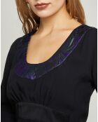 Robe col Fleuri noir/gris/violet