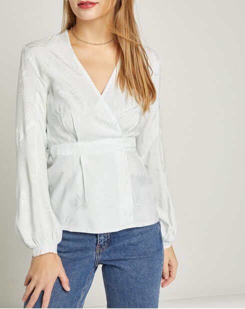Top cache-coeur Oxford motifs ton sur ton bleu clair