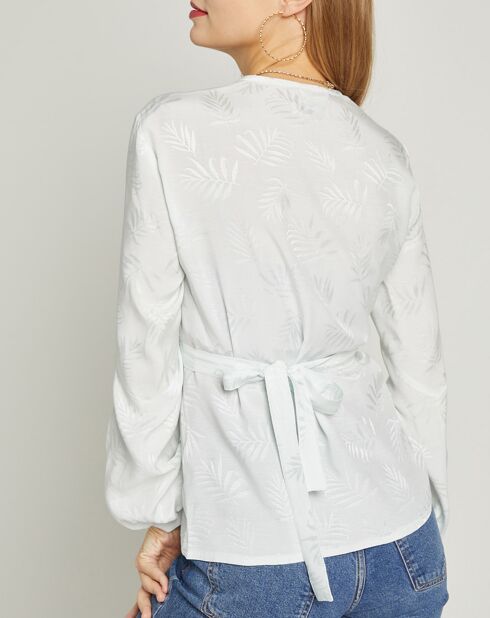 Top cache-coeur Oxford motifs ton sur ton bleu clair