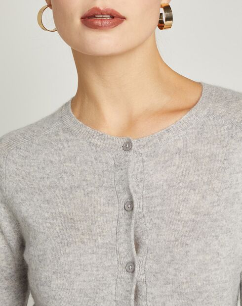 Cardigan 100% Cachemire Sonia gris clair