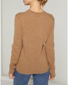 Pull 100% Cachemire col V Sonia beige chiné