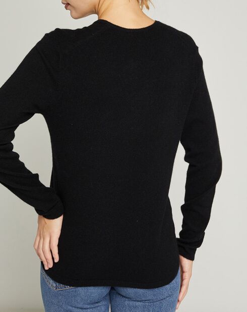 Pull 100% Cachemire col V Sonia noir