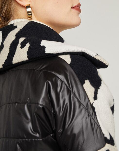 Veste bimatière en Laine & Cachemire Noa noir/blanc