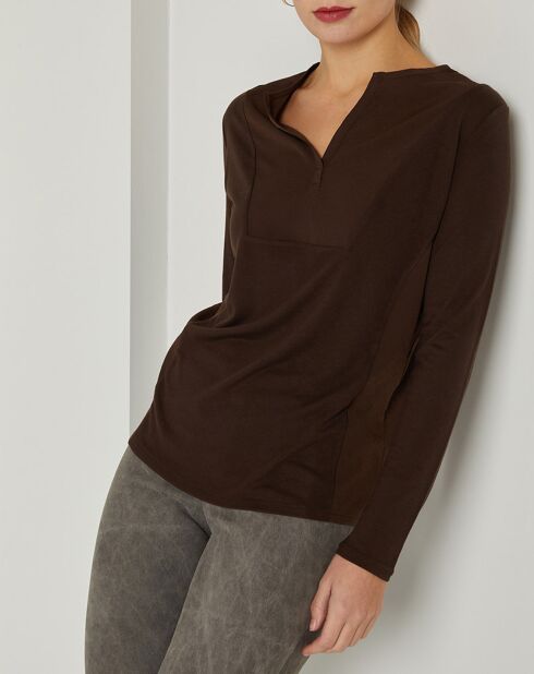 T-Shirt bimatière Need marron