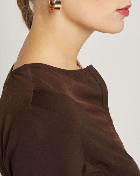 T-Shirt bimatière Need marron