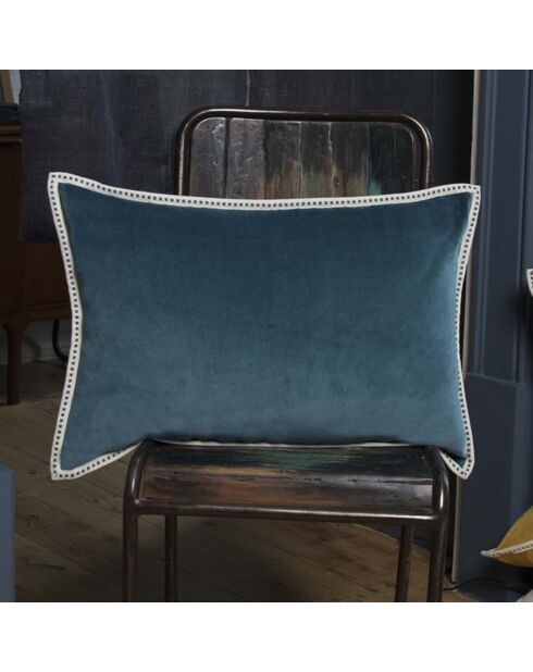 Housse de coussin velours Ella bleu peacock