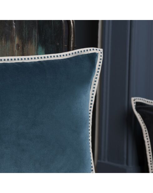 Housse de coussin velours Ella bleu peacock