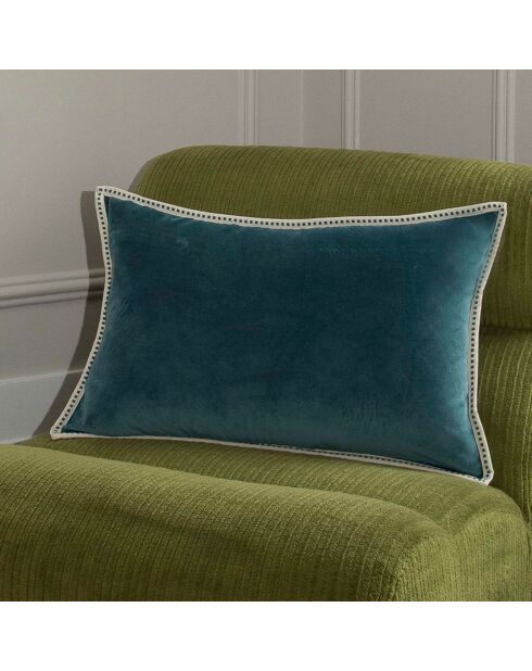 Housse de coussin velours Ella bleu peacock