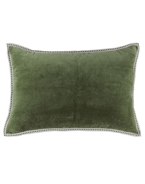 Housse de coussin velours Ella vert kaki