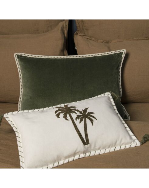 Housse de coussin velours Ella vert kaki