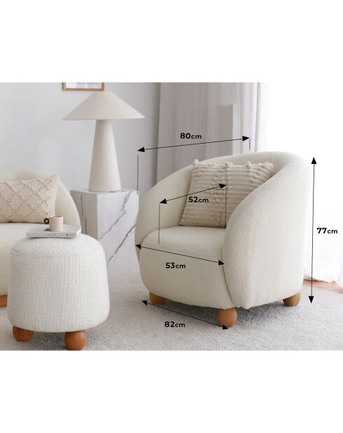 Fauteuil Slon blanc - 82x77x80 cm