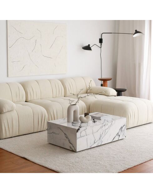 Canapé 3 places + pouf Soli blanc - 267x74x149 cm