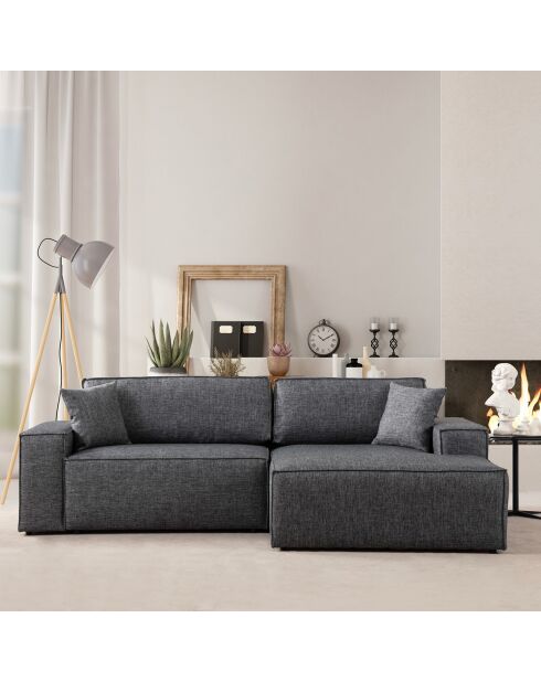 Canapé convertible d'angle droit Pirlo gris foncé - 260x100x88 cm