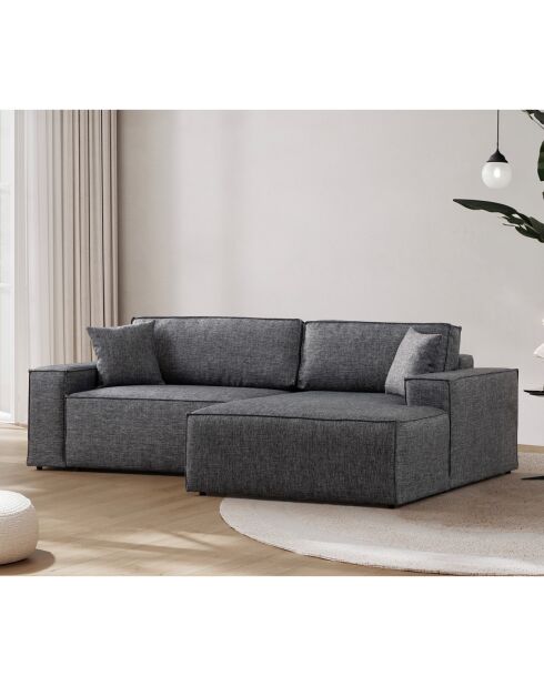 Canapé convertible d'angle droit Pirlo gris foncé - 260x100x88 cm