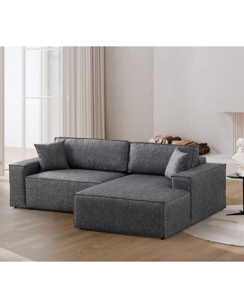 Canapé convertible d'angle droit Pirlo gris foncé - 260x100x88 cm