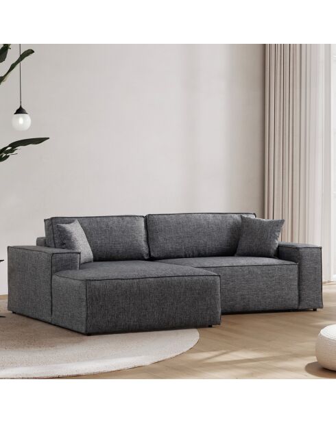 Canapé convertible d'angle gauche Pirlo gris foncé - 260x100x88 cm