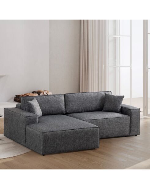 Canapé convertible d'angle gauche Pirlo gris foncé - 260x100x88 cm