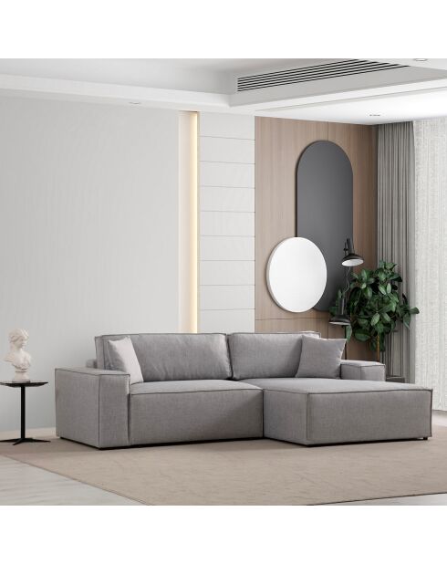 Canapé convertible d'angle droit Pirlo gris clair - 260x100x88 cm