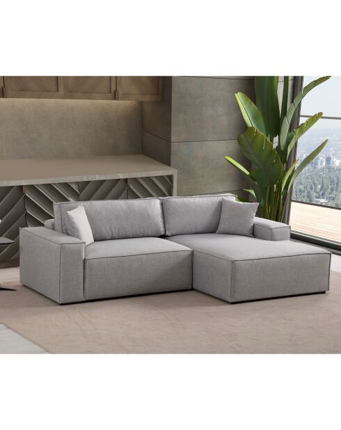 Canapé convertible d'angle droit Pirlo gris clair - 260x100x88 cm