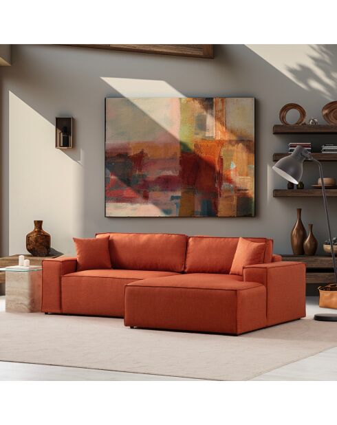 Canapé convertible d'angle droit Pirlo orange - 260x100x88 cm