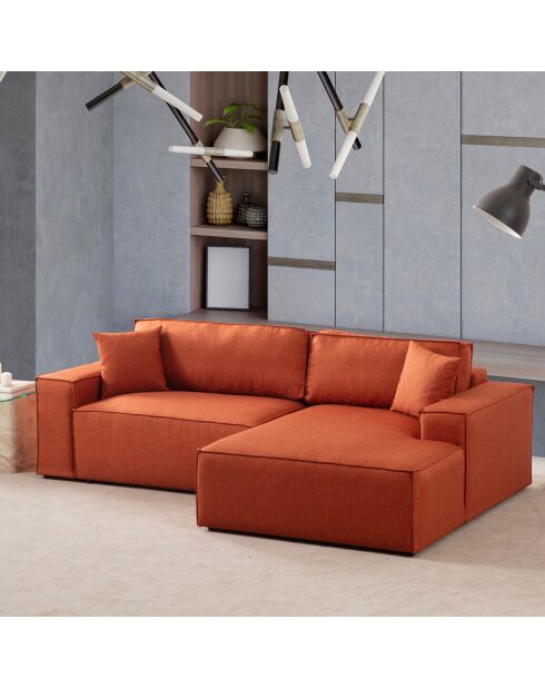 Canapé convertible d'angle droit Pirlo orange - 260x100x88 cm