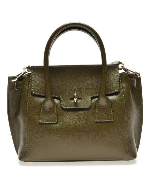 Sac à main en Cuir vert kaki - 23x24x7.5 cm
