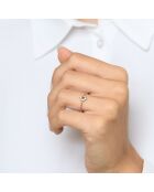 Ring aus Gelbgold mit blauer Blume und Saphir