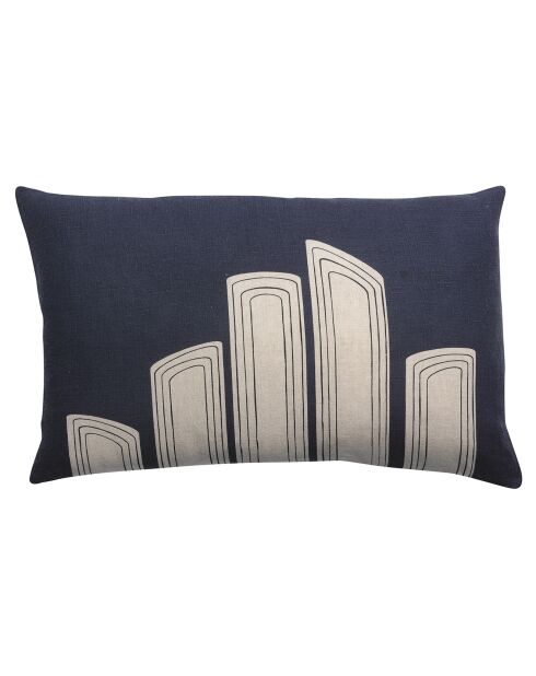 Coussin 100% Lin Zeff Zaha marine - 40x65 cm