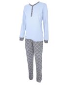 Pyjama à manches longues & pantalon bleu clair/gris