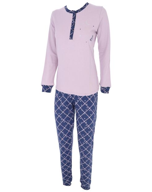 Pyjama à manches longues & pantalon lilas/bleu