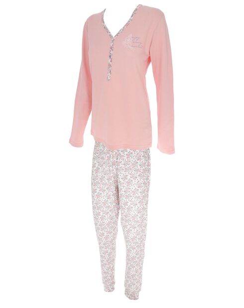 Pyjama à manches longues & pantalon rose