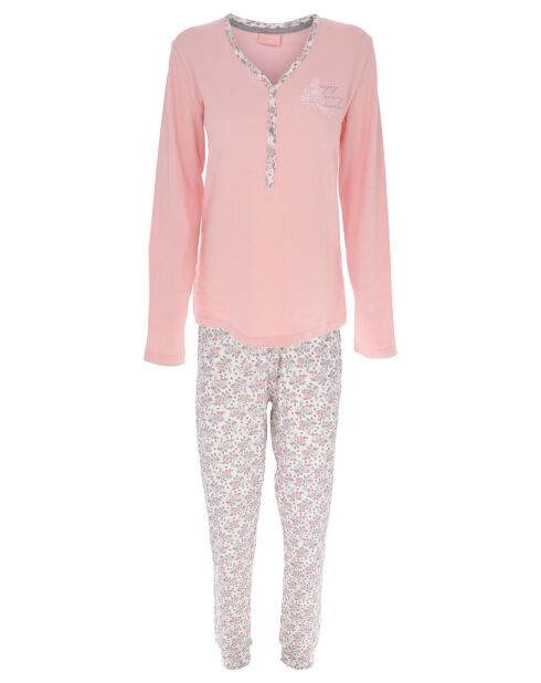 Pyjama à manches longues & pantalon rose