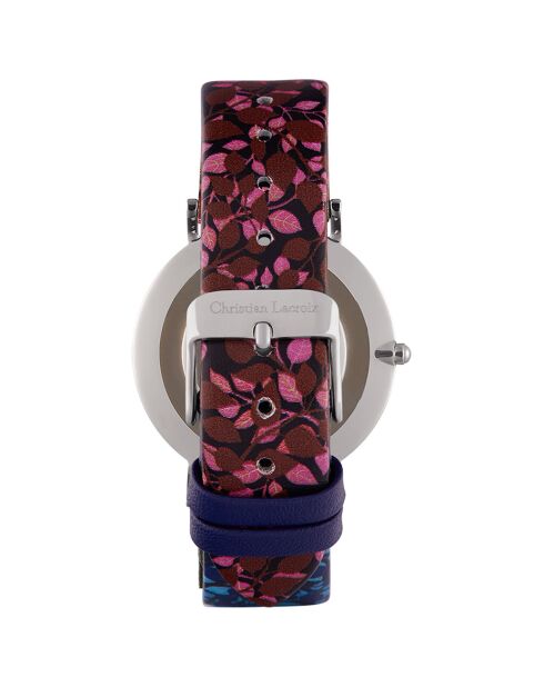 Montre Femme en Cuir rose/bleu
