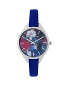 Blaue Lederuhr für Damen