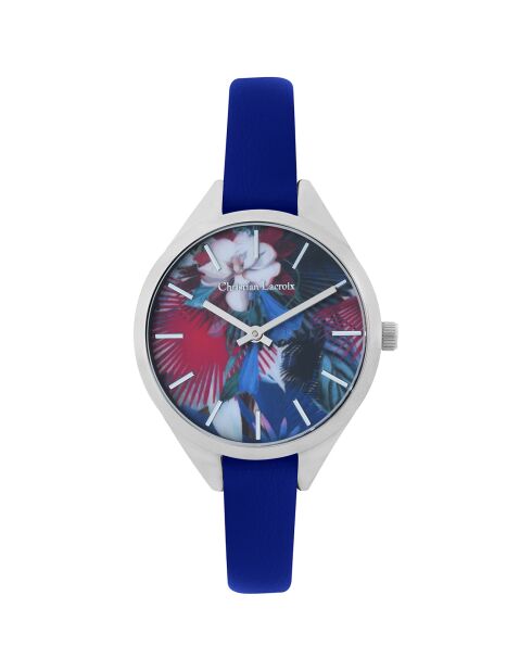 Blaue Lederuhr für Damen