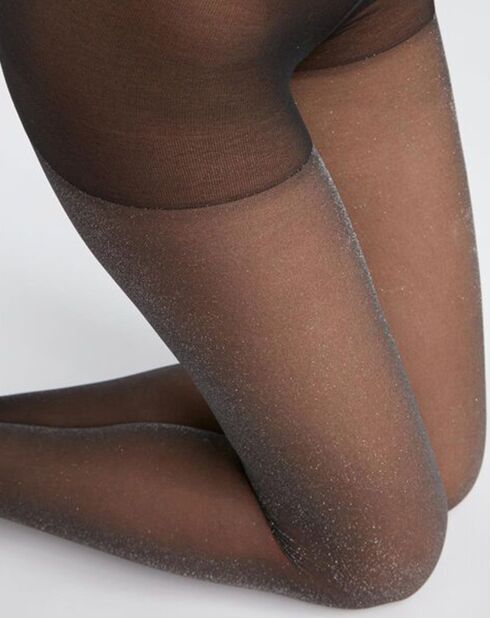 Collants Style Resille Lurex Argent 23 deniers noirs