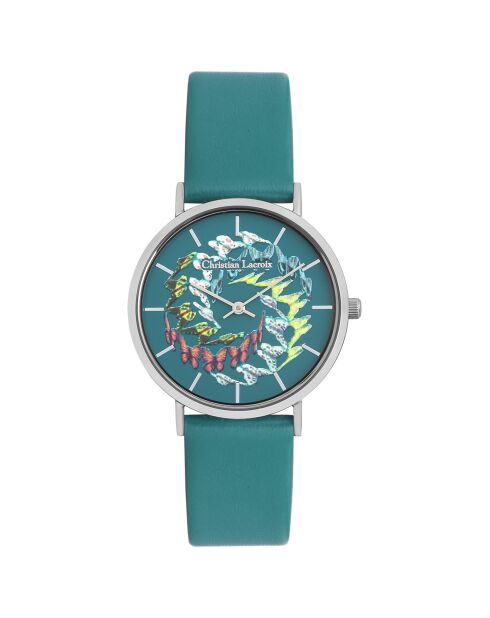 Grüne Lederuhr für Damen