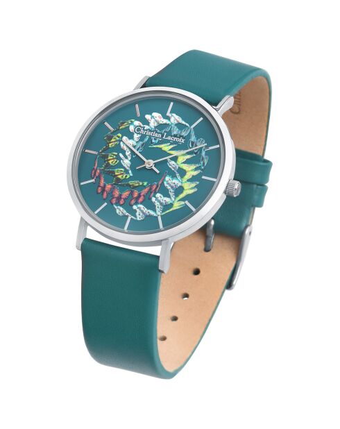 Grüne Lederuhr für Damen