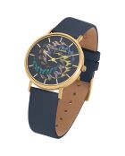 Marineblaue Lederuhr für Damen