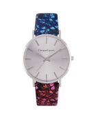 Montre Femme en Cuir rose/bleu