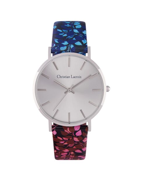 Montre Femme en Cuir rose/bleu