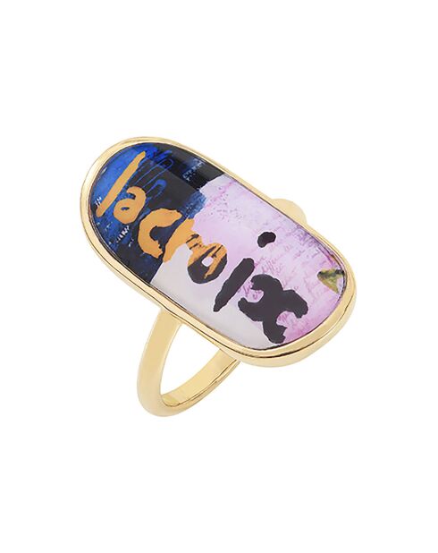 Anello Herbier placcato in oro giallo/blu