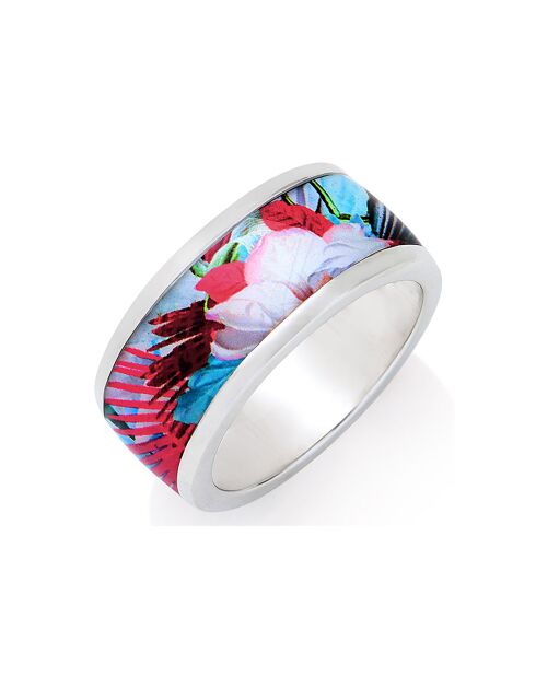 Anello L'Oiseau Fleur argentato in argento/multicolore